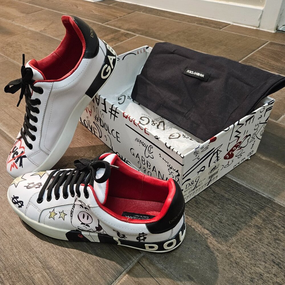 Dolce and Gabbana Portofino Pig Print sneakers